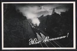 AK Eisenbahn Mit Dampflok Auf Fahrt  - Treinen