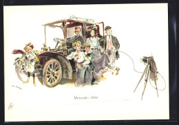 AK Familie Fotographiert Sich Im Mercedes, Fotoapparat, 1904  - Voitures De Tourisme