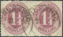 SCHLESWIG-HOLSTEIN 14  Paar O, 1865, 11/4 S. Rotlila Im Waagerechten Paar, K2 SCHLESWIG, Pracht - Schleswig-Holstein