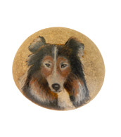 SHETLAND SHEEPDOG Hand Painted On A Beach Rock Paperweight - Briefbeschwerer