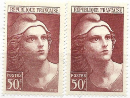 FRANCE N° 732 50F BRUN ROUGE TYPE MARIANNE DE GANDON 2 NUANCES DIFFERENTES NEUF SANS CHARNIERE - Nuevos