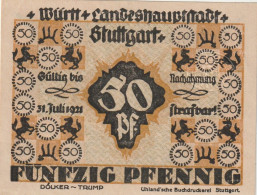 103-Stuttgart 50 Pfennig 1921 *** - [11] Local Banknote Issues