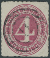 SCHLESWIG-HOLSTEIN 3 O, 1864, 4 S. Karminrot, Zentrischer Nummernstempel 11 (CAPPELN), Pracht, Gepr. W. Engel, Mi. 600.- - Schleswig-Holstein