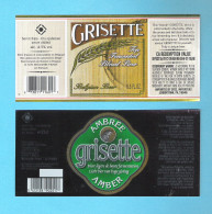 BRASSERIE FRIART - LE ROEULX - GRISETTE - AMBREE/AMBER - TOP FERMENTED BLOND BEER  -  2 BIERETIKETTEN  (BE 052) - Cerveza