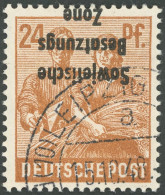 ALLGEMEINE-AUSGABEN 190K O, 1948, 24 Pf. Braunorange, Kopfstehender Aufdruck, Pracht, Mi. 80.- - Sonstige & Ohne Zuordnung