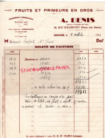 87- LIMOGES- FACTURE A. DENIS- FRUITS PRIMEURS EN GROS- 38 RUE ELIE BERTHET- EPICERIE  1951 - Alimentaire