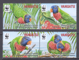 Vanuata 2011 Mi 1443-1446 In Pairs MNH WWF - MASSSENA'S LORIKEET - Unused Stamps