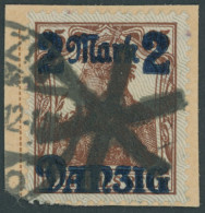 FREIE STADT DANZIG 28II BrfStk, 1920, 2 M. Auf 35 Pf., Hellgrauer Netzunterdruck, Spitzen Nach Unten, Auf Kleinem Postab - Used