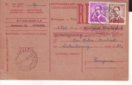 Belgique Carte - Récépissé Huant Poperinge   COB 1028 - 1067 Pour Tongres 1959 - Enveloppes