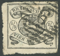 BRAUNSCHWEIG 13A O, 1864, 1/3 Sgr. Schwarz, Nummernstempel 9, Feinst (leichte Durchstichmängel), Gepr. Pfenninger (voll  - Braunschweig