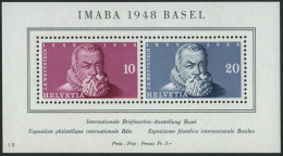 SCHWEIZ BUNDESPOST Bl. 13 **, 1948, Block IMABA, Feinst, Mi. 90.- - Blokken