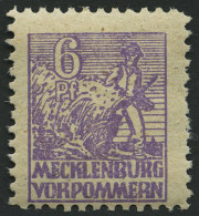 MECKLENBURG-VORPOMMERN 33ye **, 1946, 6 Pf. Grauviolett, Graues Papier, Mit Rückseitigem Abklatsch, Pracht, Gepr. Kramp, - Andere & Zonder Classificatie