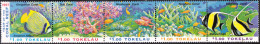 TOKELAU 1997 YEAR OF THE CORAL REEFS STRIP OF 5** - Mundo Aquatico