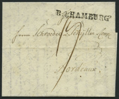 HAMBURG VORPHILA 1803, R.4. HAMBURG, L1 Auf Forwarded-Letter Von Breslau Nach Bordeaux, Absender: J.G. Starck, Pracht - [Voorlopers