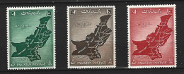 PAKISTAN. N°79-81 De 1955. Carte Du Pakistan. - Geography