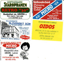 Czech Republic, 5 Matchbox Labels, Dečín - Restaurace Staropramen Retro 30 A Slovanský Dúm, Potraviny Velkoobchod Micro - Zündholzschachteletiketten