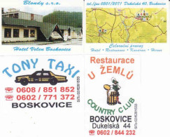 Czech Republic, 4 Matchbox Labels Boskovice - Hotel Velen, Restaurace U Žemlú - Country Club, Tony Taxi - Scatole Di Fiammiferi - Etichette