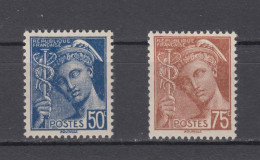 France 1938-1942 Mercury Stamps 2v, 50c Blue +75c,Scott#364/369,OG,MNH,VF - Ungebraucht