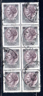 ITALIA REPUBBLICA ITALY REPUBLIC 1968 1976 1971 SIRACUSANA TURRITA STELLE STARS LIRE 180 BLOCCO USATO BLOCK USED OBLITER - 1971-80: Gebraucht