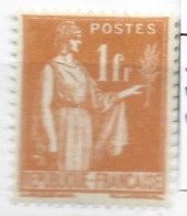 FRANCE N° 286 1F ORANGE TYPE PAIX CEINTURE BROUILLLEE  NEUF SANS CHARNIERE - Unused Stamps