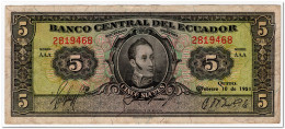 ECUADOR,5 SUCRES,1951,P.98a,aVF - Equateur