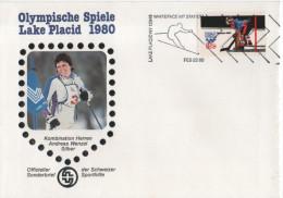 USA 1980 FDC Skiing Slalom Sport, Olympics Winter Olympic Games, Andreas Wenzel, Silver, Lake Placid NY - 1971-1980