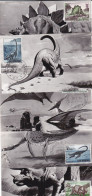 San Marino 1966 Set Of 9 Prehistoric Animals Dinosaur, CM, MAXICARD, CARTES MAXIMUM, - Préhistoriques