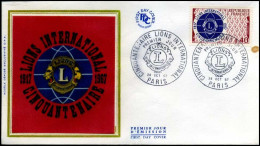 France - FDC - 1534 - Cinquantenaire Du Lions International - 1960-1969