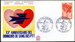 France - FDC - 1716 - XXe Anniversaire De L'U.N.D.S.B.P.T.T - 1970-1979