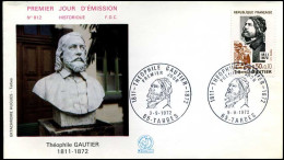 France - FDC - 1728 - Théophile Gautier - 1970-1979