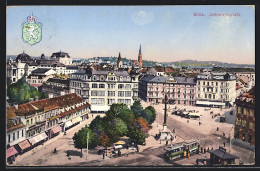 AK Graz, Strassenbahn Auf Dem Jakominiplatz Nebst Denkmal  - Strassenbahnen