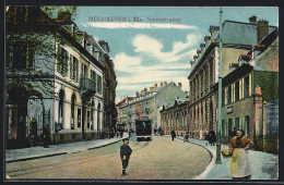 AK Mülhausen I. Els., Strassenbahn In Der Sinnestrasse  - Tram