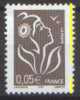 France Marianne De Lamouche N° 3754 D ** Ou 3740_a - Variété Du 0.05 Euro Brun Noir. Bande De Phosphore à Cheval - 2004-2008 Marianne De Lamouche