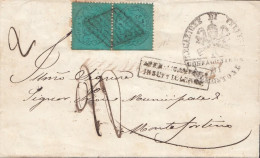 2198-PONTIFICIO-Involucro Del 1868 Da Velletri A Montefortino Con Coppia Cent 5 Verde Chiaro -AFFRANCATURA INSUFFICIENTE - Kirchenstaaten