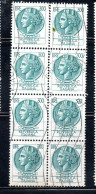 ITALIA REPUBBLICA ITALY REPUBLIC 1968 1976 1972 SIRACUSANA TURRITA STELLE STARS LIRE 300 BLOCCO USATO BLOCK USED OBLITER - 1971-80: Usados