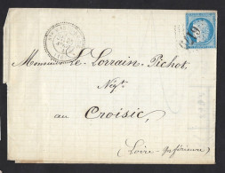 Ste MARIE De RE (16-Charente Inf) Cachet Perlé Type 24,Aff 25c N° 60, GC 6175, Indice 19(380€) - 1849-1876: Klassieke Periode