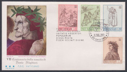 Vatican City 1965 Private FDC Dante Alighieri, Italian Poet, Writer, Christianity, Catholic Church, First Day Cover - Lettres & Documents