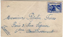 PERU 1937  LETTER SENT FROM LIMA TO PARIS - Pérou