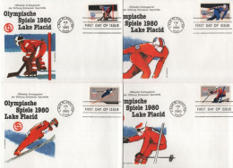 USA 1980 FDC Speed Skating Skiing Ice Hockey, Olympics Winter Olympic Games, Lake Placid NY - 1971-1980