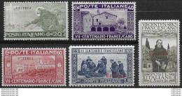 1926 Eritrea San Francesco 5v. Bc MNH Sassone N. 102/106 - Somalia