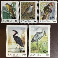 Zambia 1987 Birds Definitives Surcharges Set MNH - Autres & Non Classés