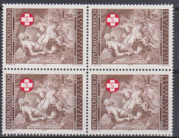 1977 , Mi 1556 ** (3) -  4er Block Postfrisch - 50 Jahre Arbeiter Samariterbund Österreichs - Neufs