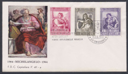 Vatican 1964 Private FDC Michelangelo, Italian Sculptor, Painter, Architect, Art Christian Christianity, First Day Cover - Lettres & Documents