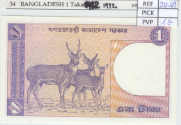 BILLETE BANGLADESH 1 TAKA 1992 P-6Вb - Otros – Asia