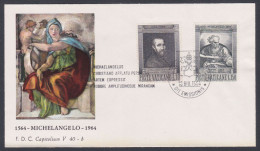 Vatican 1964 Private FDC Michelangelo, Italian Sculptor, Painter, Architect, Art Christian Christianity, First Day Cover - Covers & Documents