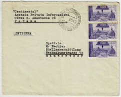 Italien / Italia 1947, Brief Verona - Winterthur (Schweiz), Mehrfachfrankatur Dom Pisa - 1946-60: Poststempel