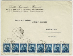 Italien / Italia 1947, Brief Genova - Winterthur (Schweiz), Mehrfachfrankatur, Familie, Waagschale - 1946-60: Poststempel