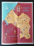 Portugal Dépliant Touriste Avec Carte Caldas Da Rainha Ceramique Ceramics Foz Do Arelho 1955  Tourist Flyer Map - Cuadernillos Turísticos