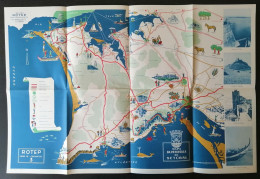 Portugal Dépliant Touriste Avec Carte Setúbal Sesimbra Palmela Almada Seixal Moita Barreiro 1959  Tourist Flyer Map - Dépliants Turistici