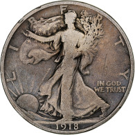 États-Unis, Half Dollar, Walking Liberty, 1918, San Francisco, Argent, TB - 1916-1947: Liberty Walking